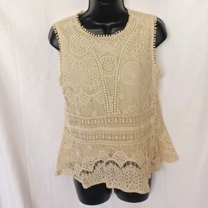 WEEK& Cotton Lace Indie sleeveless blouse, Cream, festival vibe